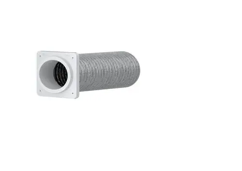 STIEBEL ELTRON Luftführungszubehör LSWP 315-0,7 FHH mit Schnelladapter, silberner flexibler Schlauch mit weißem quadratischem Adapter